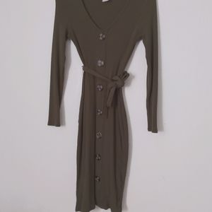 Classic olive green sweater dress